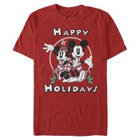 Disney Classics - Mickey Mouse - Mickey & Minnie Holiday - Vianoce - Pánske Tričko - Červená - Predné