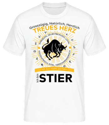 Sternzeichen Stier Orange - Männer Basic T-Shirt - Weiß - Vorne