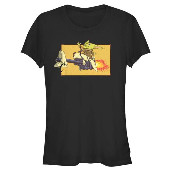 Preview: Star Wars - The Mandalorian - Grogu Speeder Bike Force - Women's T-Shirt - Black - Front