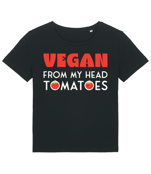 Vorschau: Vegan From My Head Tomatoes - Frauen Bio T-Shirt Stanley Stella 2.0 - Schwarz - Vorne
