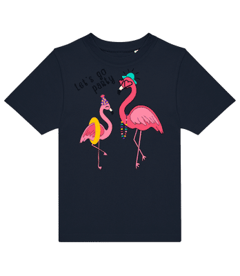 Party Flamingos - Dětské tričko B&C - Namořnická modrá - Napřed