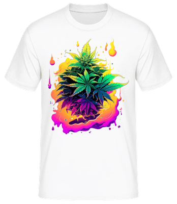 Rainbow Cannabis Flowers - Men's Basic T-Shirt - White - Front