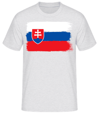 Slovenská Vlajka - Pánske basic tričko - Melírovo šedá - Predné