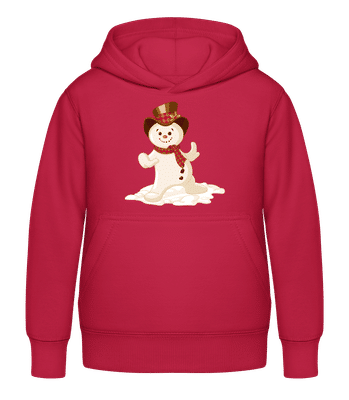 Bonhomme De Neige Avec Chapeau - Sweat à capuche Enfant - Rouge - Devant