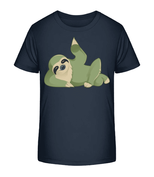 Vorschau: Faultier Winkt - Kinder Bio T-Shirt Stanley Stella 2.0 - Marine - Vorne
