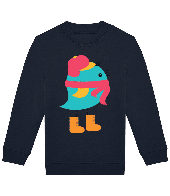 Vista previa: Winter Bird Scarf - Sudadera estándar para niño/a - Marino - delante
