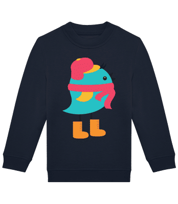 Winter Bird Scarf - Kids' standard sweatshirt - Navy - Front