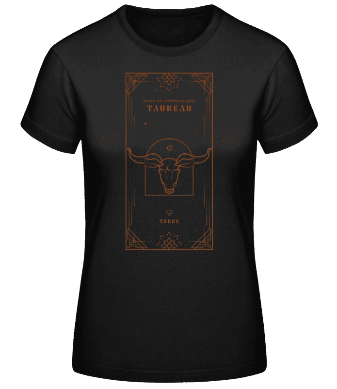 Aperçu: Art Déco Signe Astrologique Taureau - T-shirt standard Femme - Noir - Devant