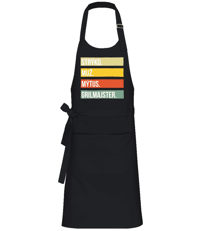 Náhľad: Strýko Muž Mýtus Grilmajster - Profesionálna zástera - Čierna - Predné