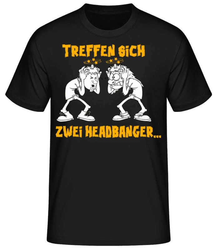 Vorschau: Treffen Sich Zwei Headbanger - Männer Basic T-Shirt - Schwarz - Vorne