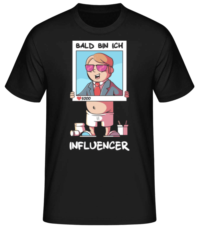 Vorschau: Bald Bin Ich Influencer - Männer Basic T-Shirt - Schwarz - Vorne