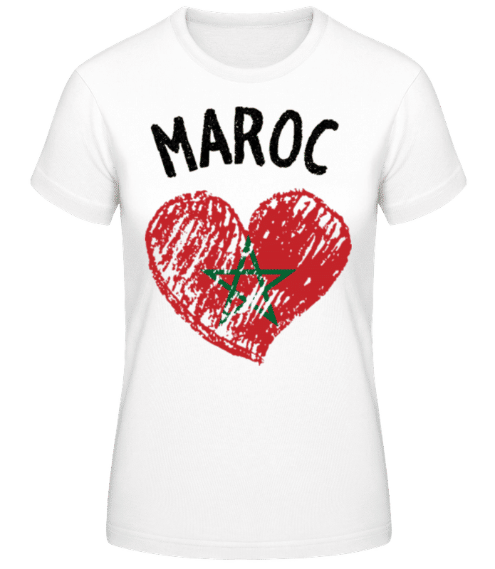 Aperçu: Maroc Cœur Drapeau - T-shirt femme B&C - Blanc - Devant