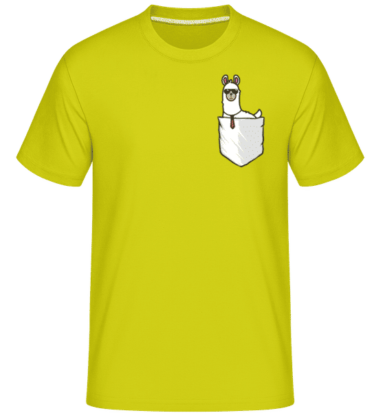Preview: Alpaca Chest Pocket - Shirtinator Men's T-Shirt - Lime - Front