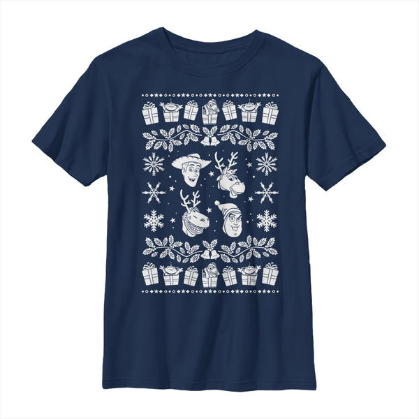 Aperçu: Disney - Toy Story - Skupina Sweater Story - Christmas - Enfant T-shirt - Bleu marine - Devant