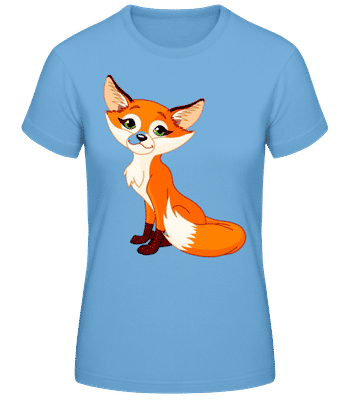 Renard Mignon - T-shirt standard Femme - Bleu clair - Devant