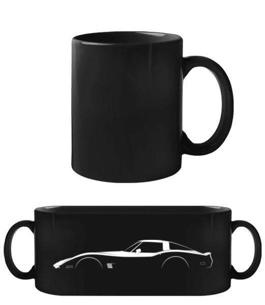 Aperçu: 'Chevrolet Corvette C3 Coll.' Silhouette - Tasse Noire - Noir - Devant