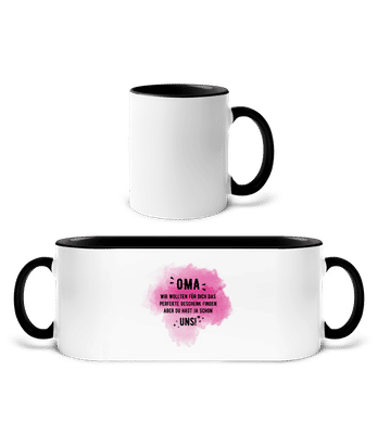 Oma Hast Ja Schon Uns - Tasse zweifarbig - Weiß / Schwarz - Vorne