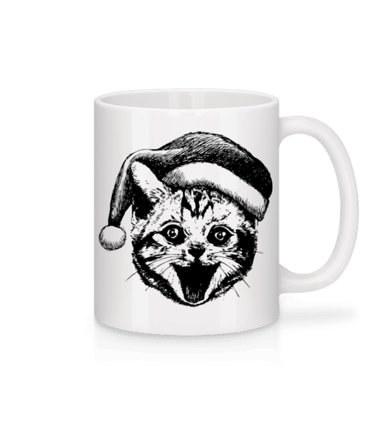 Vorschau: Weihnachtskatze - Tasse - Weiß - Vorne
