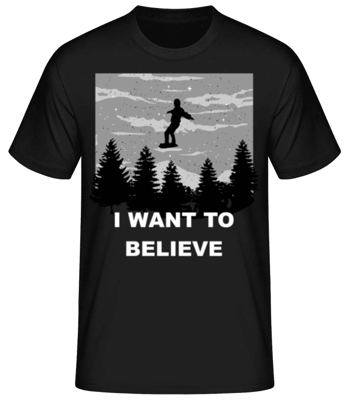 Náhled: I Want To Believe - Pánské basic tričko - Černá - Napřed
