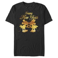 Disney Classics - Mickey Mouse - Mickey & Minnie Mickey and Minnie Kissing - New Year - Homme T-shirt - Noir - Devant
