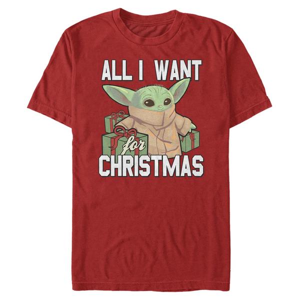 Aperçu: Star Wars - The Mandalorian - The Child Christmas Baby V2 - Christmas - Homme T-shirt - Rouge - Devant