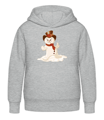 Bonhomme De Neige Avec Chapeau - Sweat à capuche Enfant - Gris chiné - Devant