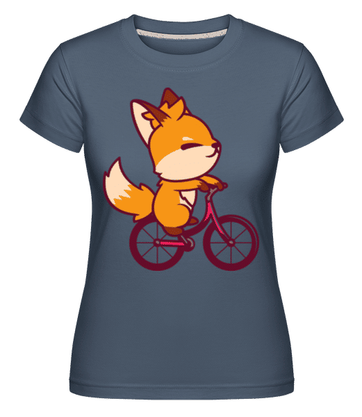 Aperçu: Renard À Vélo -  T-shirt Shirtinator femme - Bleu denim - Devant