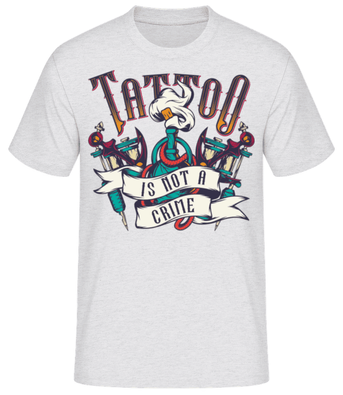 Vorschau: Tattoo Is Not A Crime - Männer Basic T-Shirt - Grau meliert - Vorne