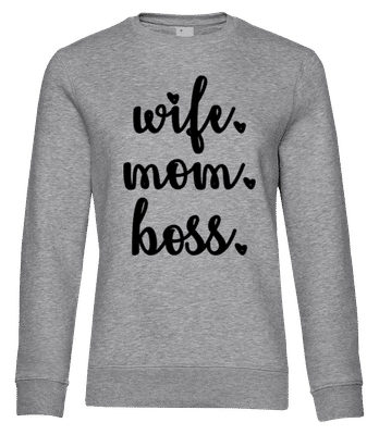 Motif Wife Mom Boss - Sweat-shirt standard pour femme - Gris chiné - Devant