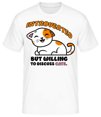 Introverted Willing Discuss Cats - T-shirt standard Homme - Blanc - Devant
