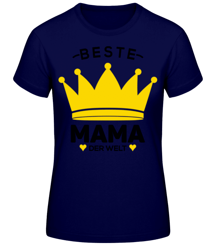 Vorschau: Beste Mama Der Welt Krone Gelb - Frauen Basic T-Shirt - Marine - Vorne