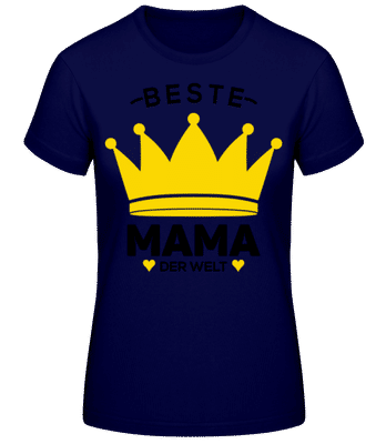 Beste Mama Der Welt Krone Gelb - Frauen Basic T-Shirt - Marine - Vorne