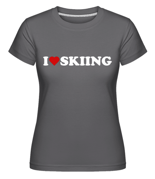 Aperçu: I Love Skiing -  T-shirt Shirtinator femme - Anthracite - Devant