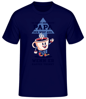 Bester Papa Der Welt Kaffee - Männer Basic T-Shirt - Marine - Vorne