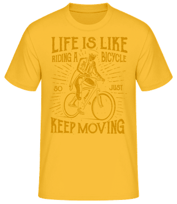 Life Is Like Riding A Bicycle - Pánske basic tričko - Zlatožltá - Predné