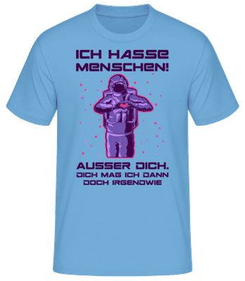 Ich Hasse Menschen - Männer Basic T-Shirt - Hellblau - Vorne