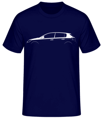 'Peugeot 308 GTi' Silhouette - Männer Basic T-Shirt - Marine - Vorne