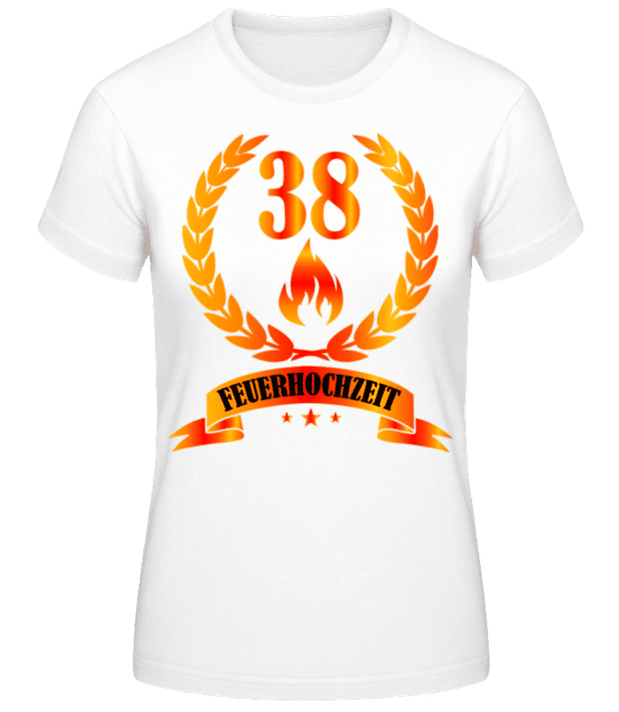 Vorschau: 38 Jahre Feuerhochzeit - Frauen Basic T-Shirt - Weiß - Vorne