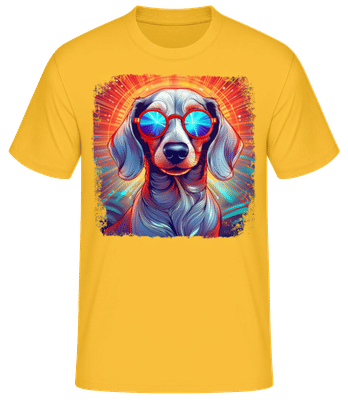 Dachshund Hippie Look - Men's Basic T-Shirt - Golden yellow - Front