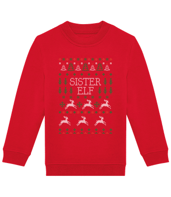 Sister Elf - Kids' standard sweatshirt - Red - Front