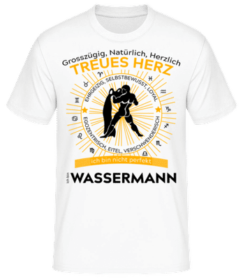 Sternzeichen Wassermann Orange - Männer Basic T-Shirt - Weiß - Vorne
