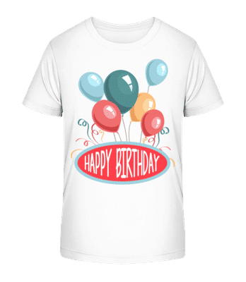 Happy Birthday Ballons - Kinder Bio T-Shirt Stanley Stella 2.0 - Weiß - Vorne