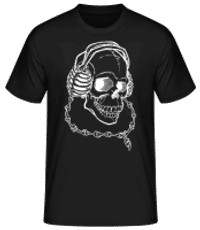 Totenkopf Mit Kopfhörern - Männer Basic T-Shirt - Schwarz - Vorne