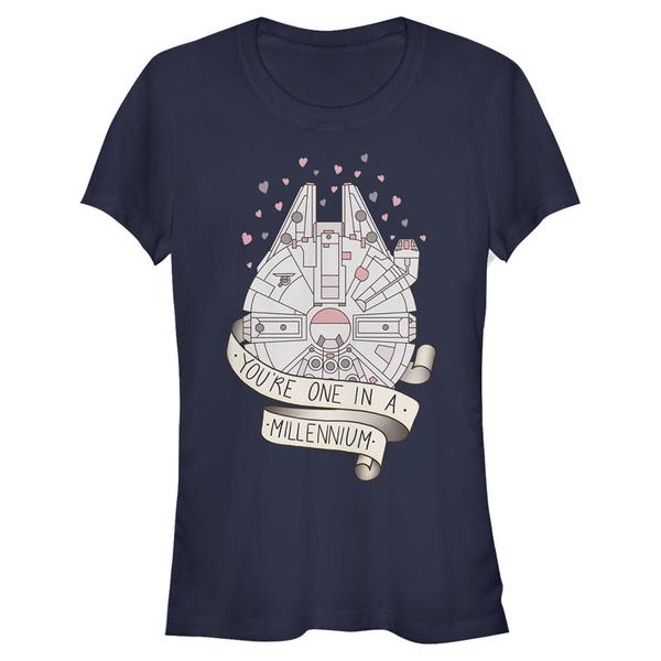 Aperçu: Star Wars - Millennium Falcon One in a Mill - Femme T-shirt - Bleu marine - Devant