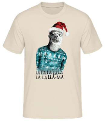 Christmas Lama - Men's Basic T-Shirt - Cream - Front
