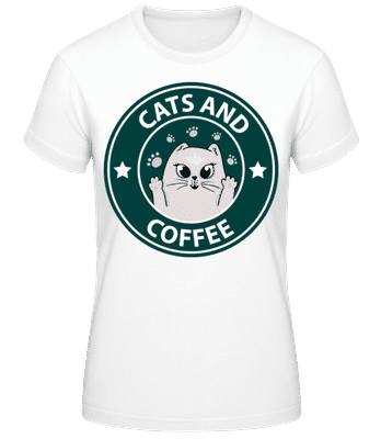 Cats And Coffee - T-shirt standard Femme - Blanc - Devant
