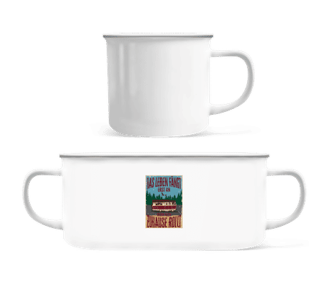 Wenn Dein Zuhause Rollt - Emaille-Tasse - Weiß - Vorne