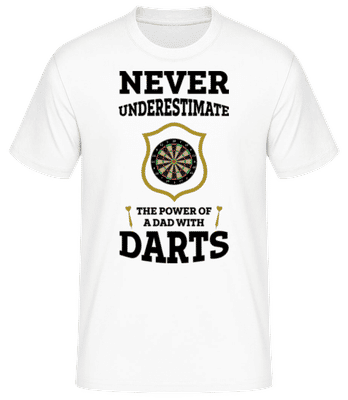 Never Underestimate Darts - Männer Basic T-Shirt - Weiß - Vorne