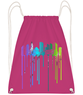 Graffiti City - Drawstring batoh so šnúrkami - Magenta - Predné