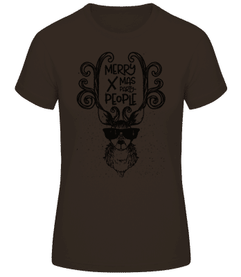 Merry Xmas Party People - Women's Basic T-Shirt - Brown - Front